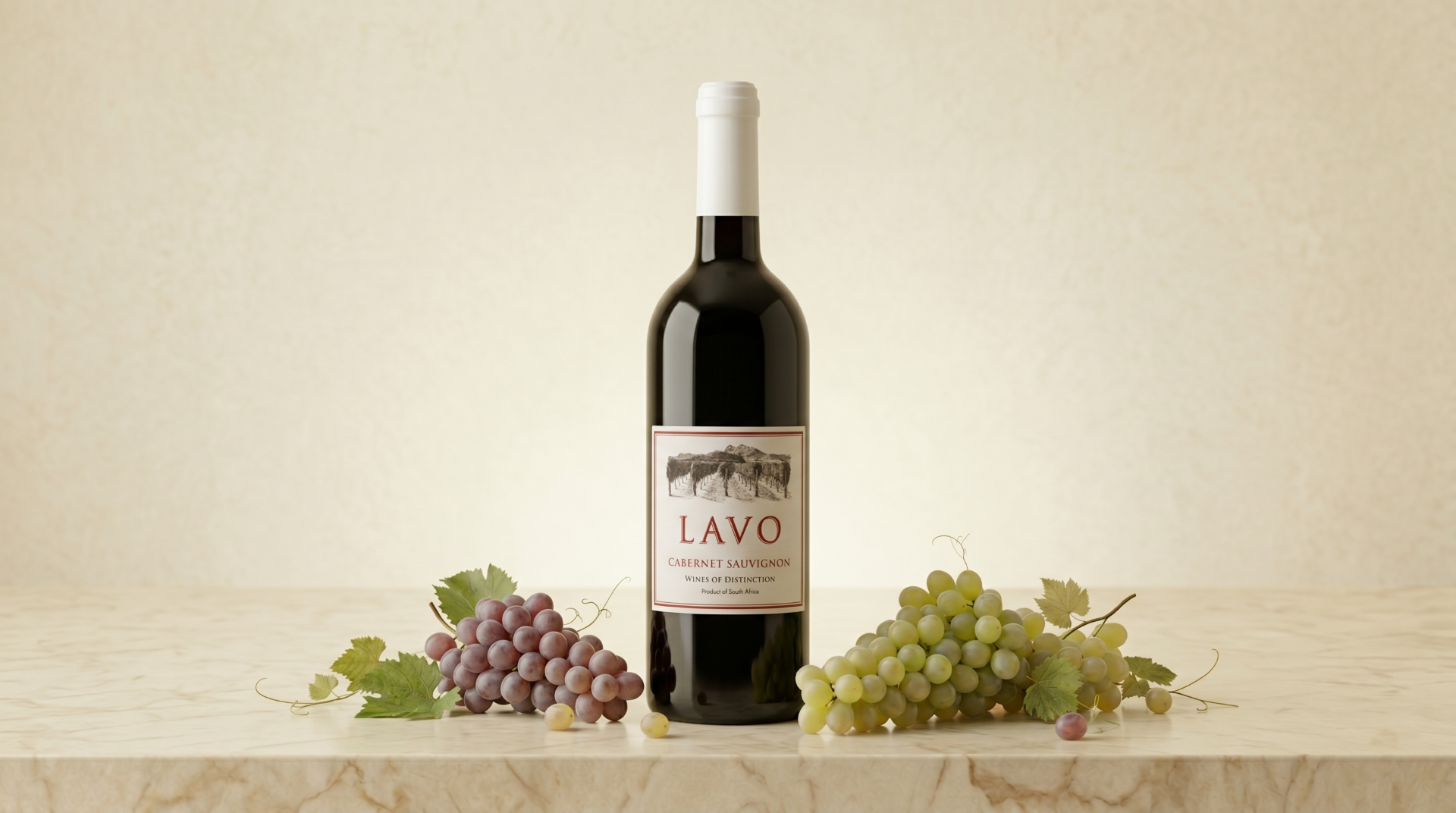 Lavo Cabernet Sauvignon bottle with grapes