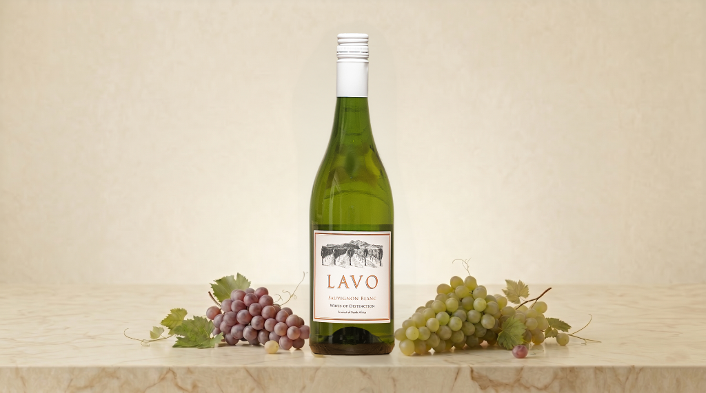 Lavo Sauvignon Blanc bottle with grapes